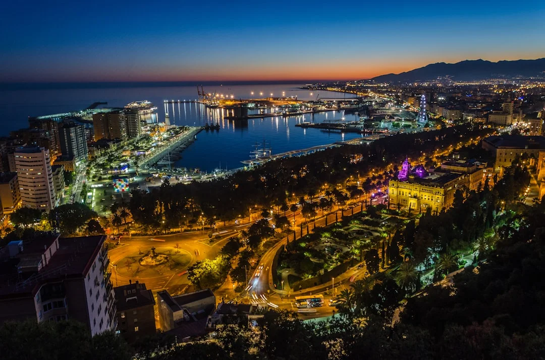 Malaga port skyline luxury hotel