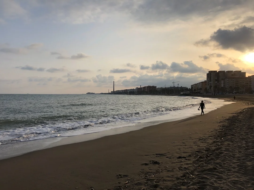 dark clouds over Malaga beach