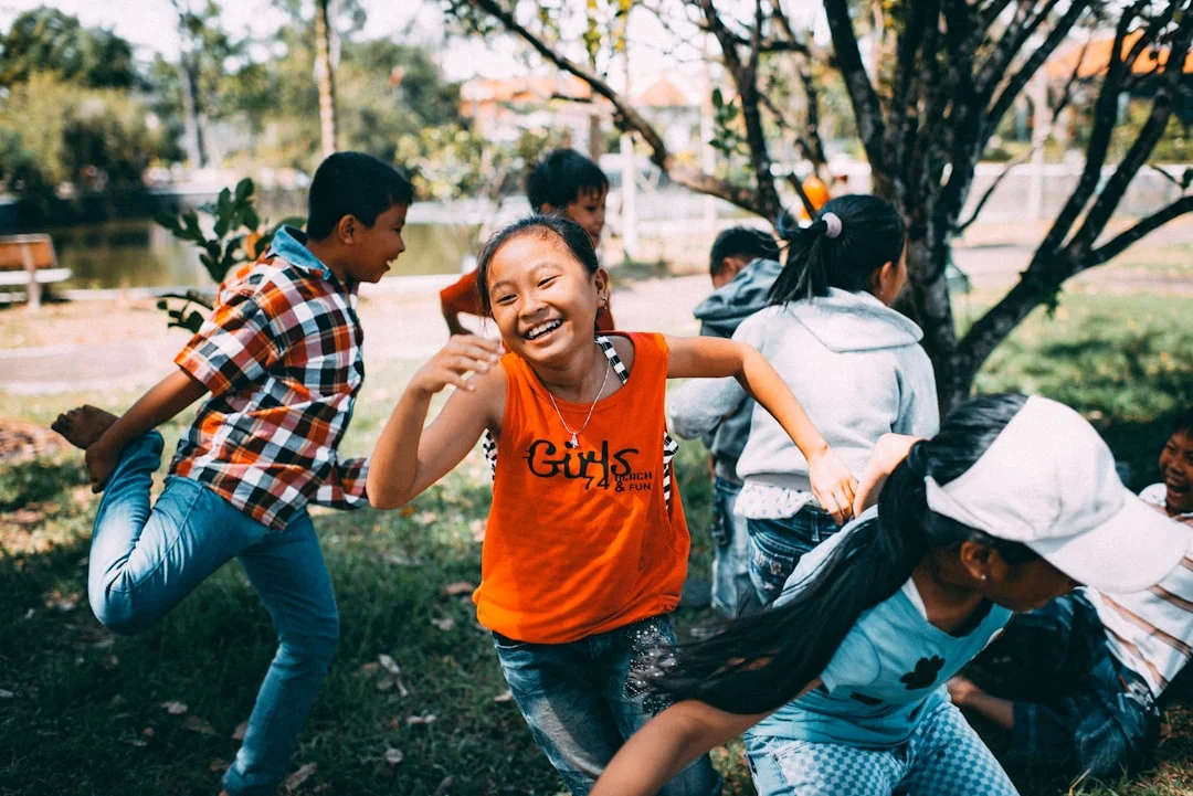 children playing summer camp outdoor