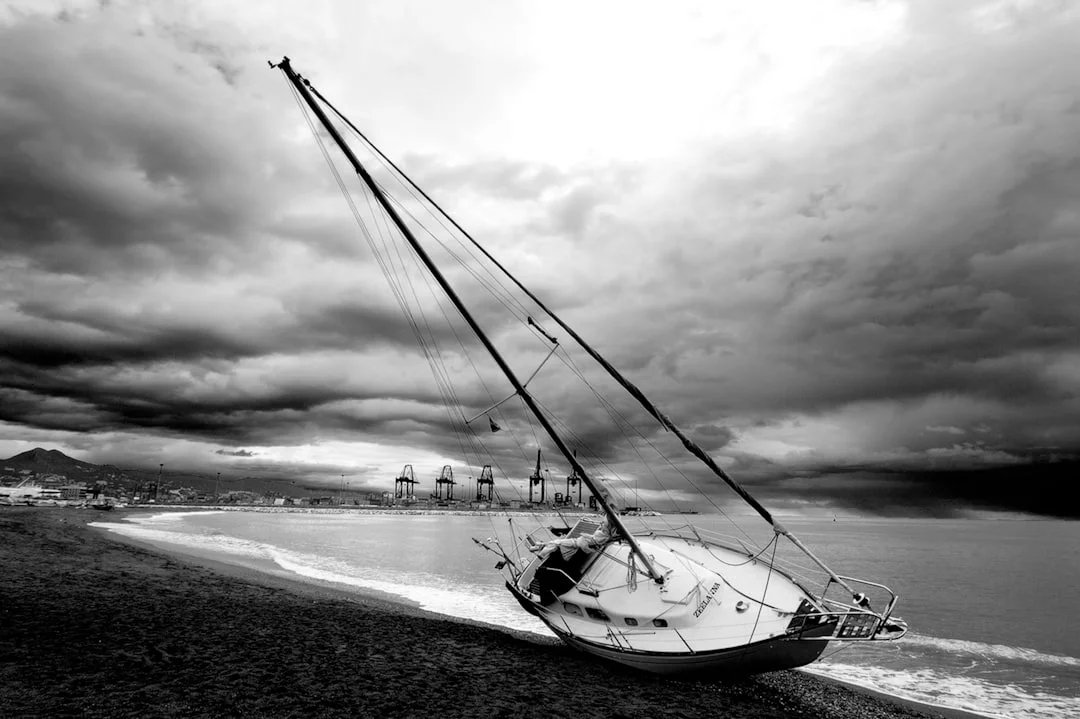 Malaga storm clouds over beach
