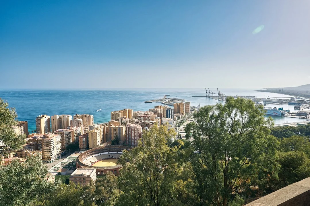 Malaga city skyline highway